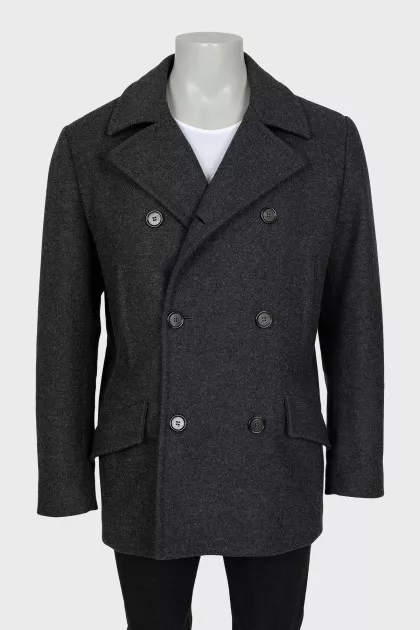 Men's double-breasted coat in gray