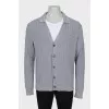 Men's wool and silk cardigan with buttons