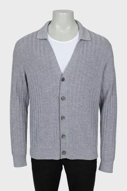 Men's wool and silk cardigan with buttons