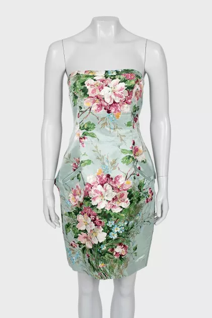 Floral print dress with silk lining