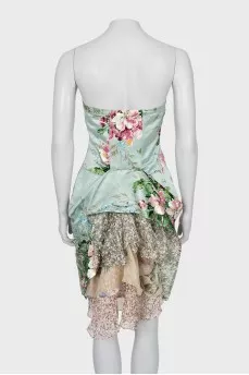 Floral print dress with silk lining