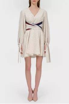 Dairy dress in a letter print with a tag