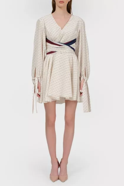 Dairy dress in a letter print with a tag