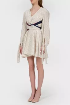 Dairy dress in a letter print with a tag