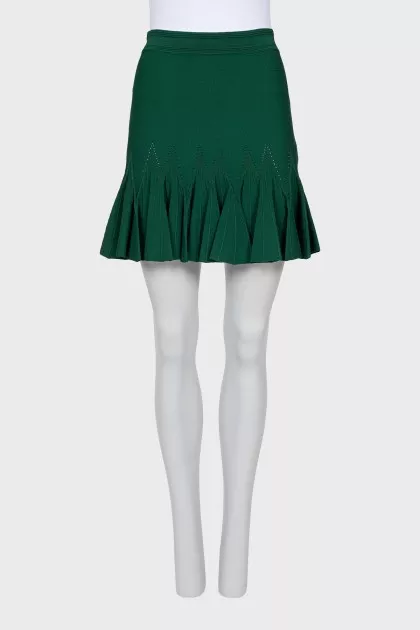Green pleated skirt
