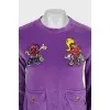 Purple sweatshirt with embroidery