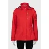Red jacket with removable hood