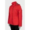 Red jacket with removable hood