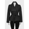 Jacket with button and belt