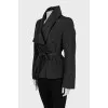 Jacket with button and belt