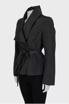 Jacket with button and belt