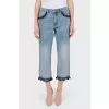 Blue jeans with black trim with tag