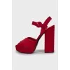 Velvet high heel sandals