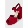 Velvet high heel sandals