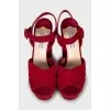 Velvet high heel sandals