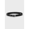 Leather belt with branded buckle