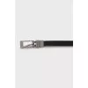 Leather belt with branded buckle