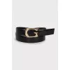 Black leather belt with gold buckle