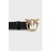 Black leather belt with gold buckle