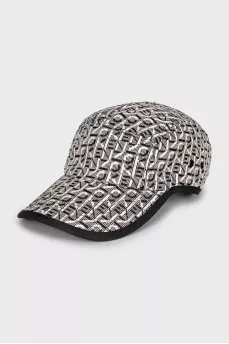 Black and white cap with signature monogram