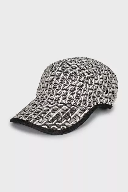Black and white cap with signature monogram