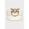 White leather belt with signature buckle