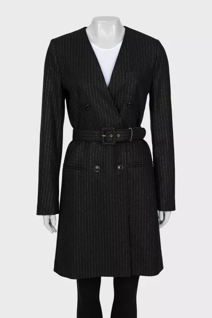 Black striped coat with tag