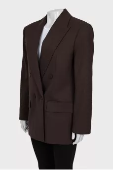 Double-breasted wool jacket, straight cut