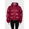 Red down jacket with detachable sleeves