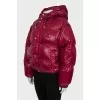 Red down jacket with detachable sleeves