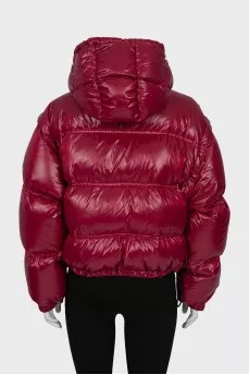 Red down jacket with detachable sleeves