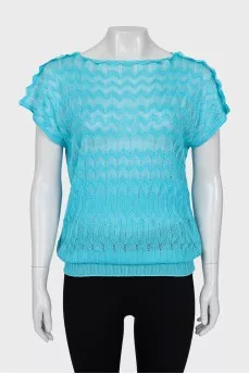Knitted T-shirt in blue