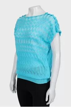 Knitted T-shirt in blue