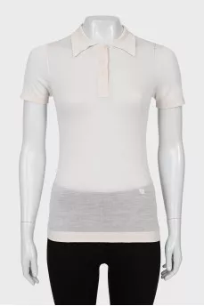 Sheer polo shirt with buttons