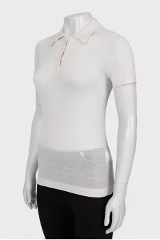 Sheer polo shirt with buttons