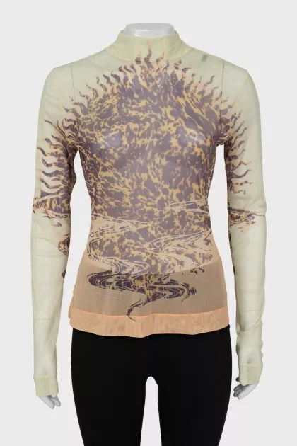 Transparent long sleeve with print