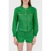 Green denim jacket with tag