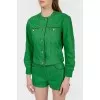 Green denim jacket with tag