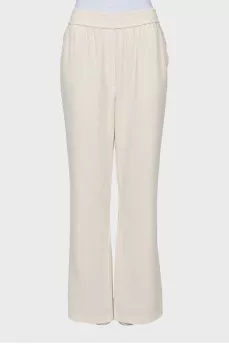 Straight white trousers with elastic