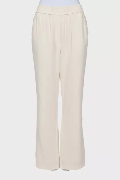 Straight white trousers with elastic