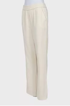 Straight white trousers with elastic