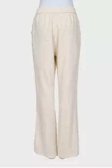 Straight white trousers with elastic