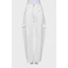 White jeans with side slits