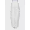 White jeans with side slits