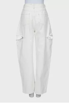 White jeans with side slits
