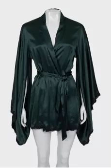 Kimono peignoir with lace