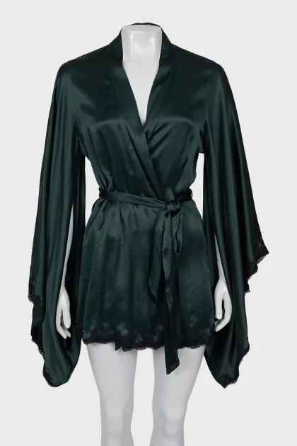 Kimono peignoir with lace