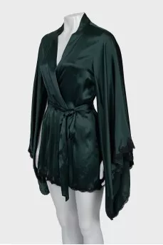 Kimono peignoir with lace