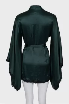 Kimono peignoir with lace