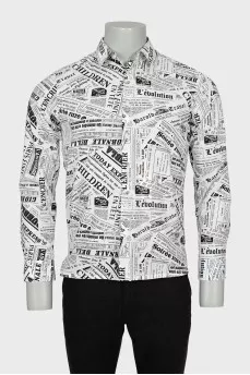 Men's white print shirt with tag